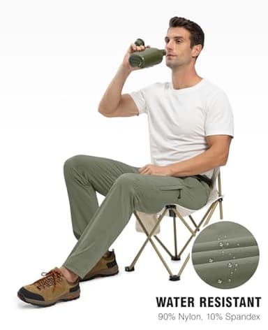 TBMPOY Men's Lightweight Hiking Pants with Belt 5 Zip Pockets Waterproof Quick-Dry Travel Fishing Work Outdoor Pants Thin Sage Green XL - Image 6