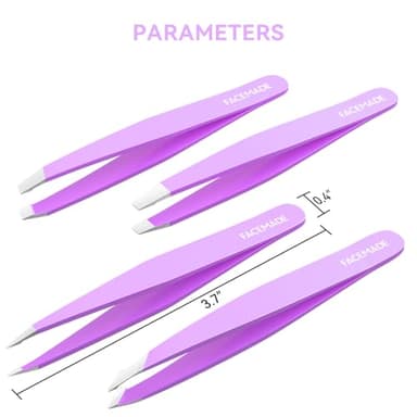 FACEMADE 4 Pack Tweezers Set - Professional Stainless Steel for Men and Women, Precision Eyebrow Facial Hair, Chin, Ingrown Hair Removal (Purple) (T4) - Image 5