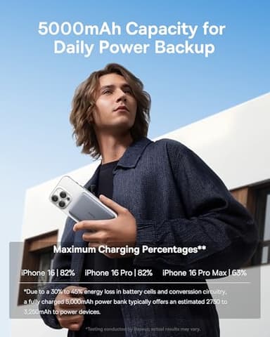 Baseus Picogo Power Bank, 0.3" Ultra Slim 5000mAh MagSafe Portable Charger, Card-Size Magnetic Battery Pack with USB-C Braided Cable, Alloy Wireless Charger for iPhone 17 Pro Max/17 Air/16/15/14/13/12 - Image 7