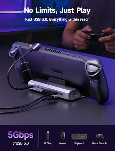 JSAUX Upgraded Docking Station 4K@120Hz for Steam Deck OLED/ROG Ally X/Legion Go (S)/MSi Claw, 6-in-1 Steam Deck Dock with HDMI 2.1, Gigabit Ethernet, 3 USB 3.0, 100W Charge for Steam Deck LCD-HB0603 - Image 6
