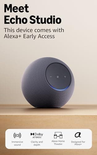 Amazon Echo Studio (newest model), compact design, immersive spatial audio and Dolby Atmos, with Alexa+ Early Access, Graphite - Image 3