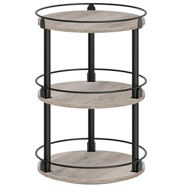 YATINEY 3-Tier Lazy Susan Organizer, Rotating Spice Rack, Spinning Organizer, Industrial Turntable Spice Rack Organizer for Cabinet, Kitchen Countertop, Greige and Black SR23BG - Image 1