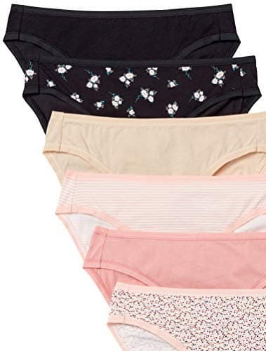 Amazon Essentials Women's Cotton Bikini Brief Underwear (Available in Plus Size), Pack of 6, Ditsy Floral/Floral/Mini Stripe/Multicolor, Large - Image 5