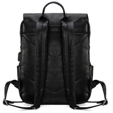 Montana West × Wrangler Black Leather Backpack for Women Laptop Backpack for Men Unisex Fashion Backpack Purse - Image 3
