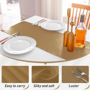 JEVIX 10 Pack Satin Table Runner 12 X 108 Inch Silk Table Runner for Party,Wedding, Birthday, Banquets,Decoration(Old Gold) - Image 2