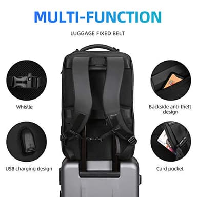 Muzee Business Backpack,Waterproof bag for Travel Flight Fits 17.3Inch Laptop With USB Charging Plug - Image 5