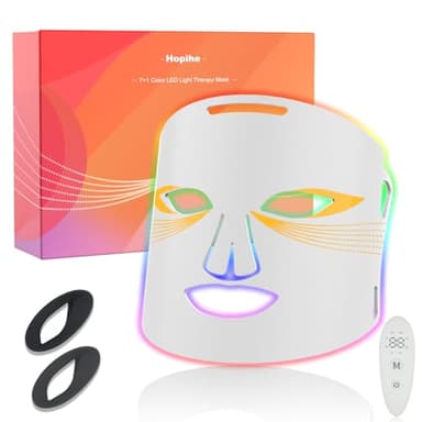 Hopihe LED Face Mask Light Therapy, 7 Color LED Red Light Therapy for Face with 3 Modes Rechargeable Remote, 850NM Infrared & Red Light Mask Timing Function for Home(White) - Image 7
