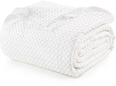 Utopia Bedding White 100% Cotton Waffle Blanket 300 GSM [King - 90x108 Inch] Soft Lightweight Breathable Bed Blanket for All Season - Image 1