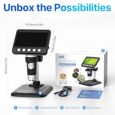 WKR Coin Microscope, 4.3" LCD USB Digital 1000X Coin Magnifier with 8 Adjustable LED Lights, 1080P PC View Compatible with Windows/MacBook for Adults Kids - Image 9