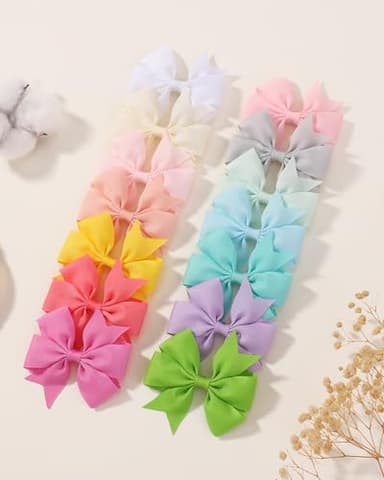 Choicbaby 60pcs 3 Inches Boutique Grosgrain Ribbon Pinwheel Hair Bows for Baby Girls, Toddler Bows Hair Clip Birthday Gifts In Pair - Image 7