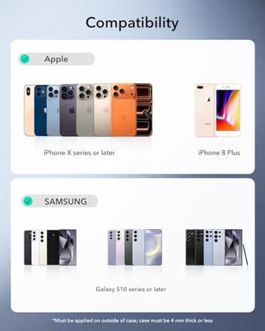 ESR for MagSafe Sticker 360, MagSafe Ring Magnet, 2 Pack Magnetic Ring, Universal Magnetic Wireless Charger Conversion Kit for iPhone 17/16/16e/15/14/13/12/11, Samsung Galaxy, Google Pixel 10, Black - Image 9