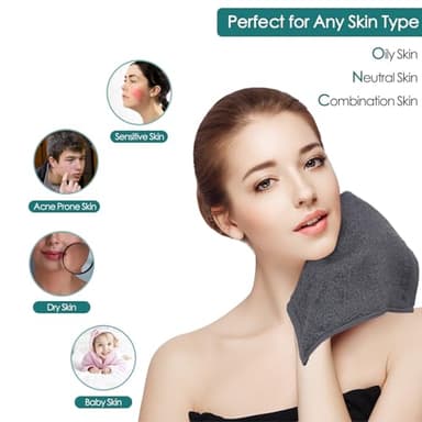 Wash Cloths 6 Pack, Reusable Makeup Remover Towel, 13x13 inch Large Washcloths for Face and Body, Super Soft and Skin Friendly Face Towel on Sensitive Skin, Easy to Rinse Grey Facial Cleaning Cloths - Image 5