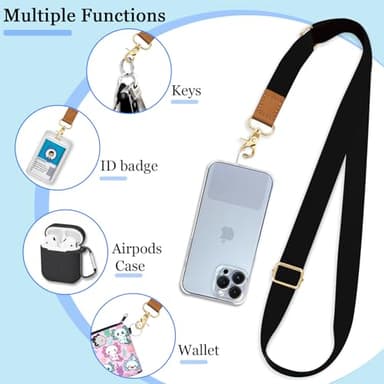 Yonlevres Phone Lanyard Crossbody Wrist Strap, Black Cell Phone Lanyards for around the Neck Wristlet Adjustable Strap for Keys Case ID Badges Accessories - Image 4