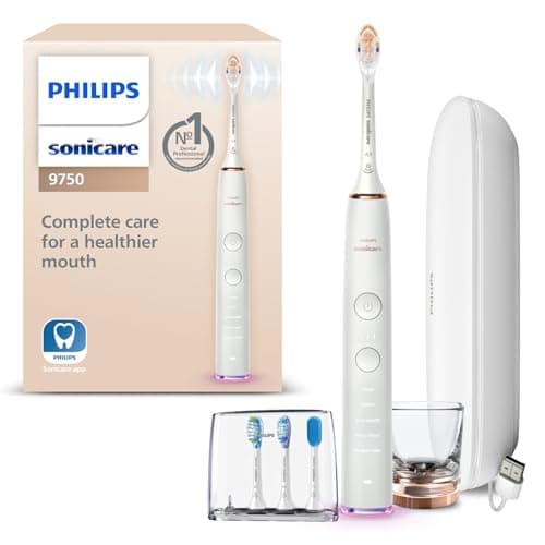 Philips Sonicare DiamondClean Smart 9750 Electric Toothbrush, Sonic Toothbrush with App, Pressure Sensor, Brush Head Detection, 5 Brushing Modes and 3 Intensity Levels, Rosegold, HX9924/67 - Image 1