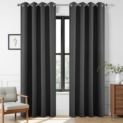 Joydeco Blackout Curtains 72 Inch Length, Grey 52 ×72 Curtains for Bedroom, Thermal Insulated Long Curtains & Drapes 2 Burg, Room Darkening Grommet Drapes for Living Room Window, 2 Panels Set - Image 1
