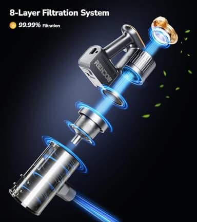 Cordless Vacuum Cleaner, 550W 45Kpa 65Mins Stick Vacuum, Self-Standing Vacuum Cleaners for Home with Wall Dock, LED Display, Anti-tangle Rechargeable Vacuum Cordless for Pet Hair/Carpet/Hard Floor - Image 8