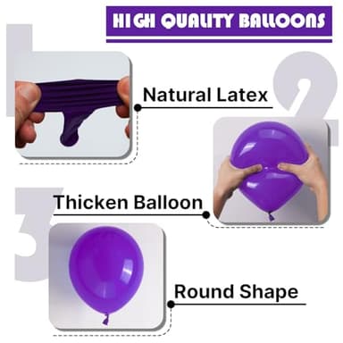 PartyWoo Dark Purple Balloons 130 pcs Purple Balloons Different Sizes Pack of 18 12 10 5 Inch Purple Balloon Arch Kit Balloon Garland for Birthday Halloween Graduation Party Decorations Purple-Y16 - Image 7
