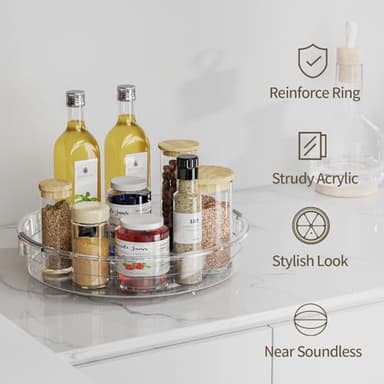 LAMU 3 Pack Lazy Susan Organizer Turntable for Cabinet, Rotating Condiment Organizer for Kitchen Pantry Organizers and Storage, Table Top, Fridge, Countertop, Spice Organization, 9.25'' 10.6'' 12'' - Image 4