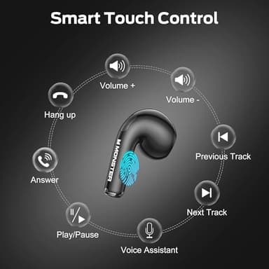 Monster N-Lite 208 Wireless Earbuds, Bluetooth Earbuds Touch Control, Bluetooth Headphones with 30H Playtime, Wireless Headphones Type-C Fast Charging, Clear Call, Comfortable Fit for Running - Image 5