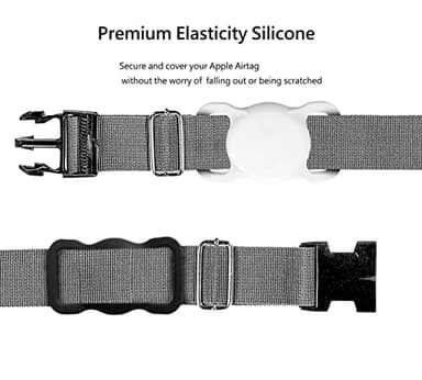 SWINCHO for AirTag Dog Collar Holder [2 Pack] Waterproof High-Strength Elastic Silicone Dog Cat Air Tag Holder, (Black&White) - Image 2