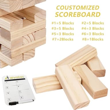 Aivalas Giant Timber Blocks Games, 56 Blocks Large Tower Outdoor Games - Includes Carry Bag and Scoreboard, Wood Stacking Yard Games Grows from 2FT to Over 4.2FT for Kids Adults Family - Image 4
