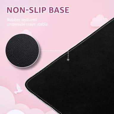 iCasso Excel Cheat Sheet Desk Pad,Excel Mouse Pad Shortcuts,Excel Shortcuts Cheat Sheet Keyboard Mat, Extended Large XXL Non-Slip Mousepad with Stitched Edges for Computer(Pink Excel Shortcuts) - Image 6
