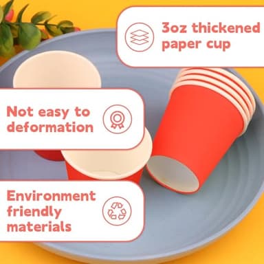 Huaiid 50 Pack 3 oz Paper Cups Red, Small Bathroom Cups Disposable Mouthwash Cups, Espresso Paper Cups for Party Travel Picnic BBQ - Image 5