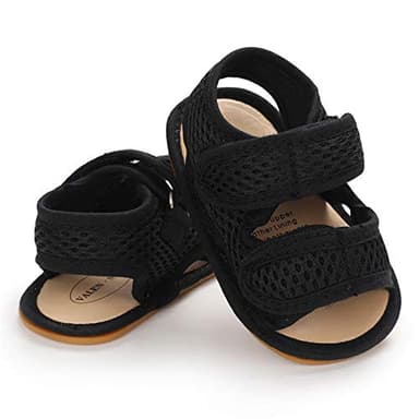 E-FAK Baby Boys Girls Summer Sandals Closed-Toe Non-Slip Rubber Sole Toddler Toddler First Walker Shoes(12-18 Months Toddler,01 Black) - Image 3