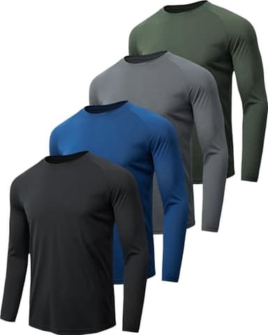 MLYENX 4 Pack Long Sleeve Shirts for Men UPF 50+ UV Sun Protection Quick Dry Moisture Wicking Workout Tee Shirts M - Image 1