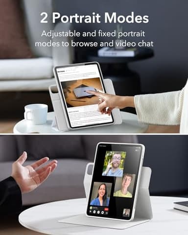 ESR for iPad Air 11 Inch Case M3/M2 (2025/2024), iPad Air 5th/4th Gen Case (2022/2020) 10.9 Inch with Pencil Holder, Removable Magnetic Cover, Vertical Stand, Rebound 360 Series, White - Image 6