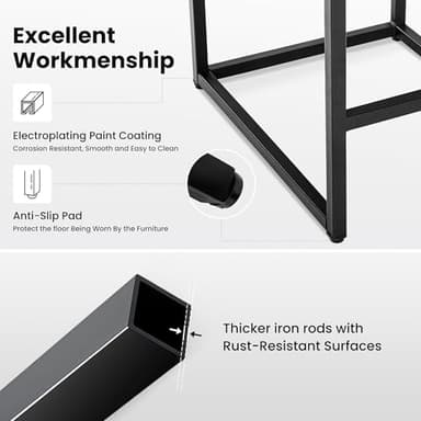 PHI VILLA Leather Bar Stools Set of 3, Modern Counter Height Bar Stool Kitchen Counter Chairs, 24 Inch Barstools with Back - Image 8