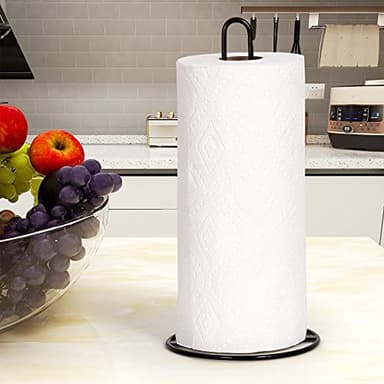 Paper Towel Holder Countertop, OBODING, Kitchen Paper Towel Stand Holder for Kitchen Organization and Storage, Paper Towel Holders for Standard and Large Size Rolls (Black) - Image 3