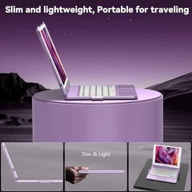 HOTLIFE Case with Keyboard for iPad 10.2,Touch Trackpad Keyboard Case for iPad 9th Generation/8th/7th Gen, 10 Corlor Backlit - 360° Rotatable Protective Cover with Pencil Holder - Image 5