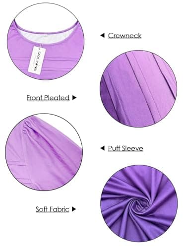 Plus Size Summer Tops Womens Trendy Puff Sleeve Casual Crewneck Shirts YH002 2XL - Image 3