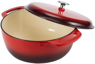 Amazon Basics Cast Iron Dutch Oven Pot with Lid, Enameled, Round, Dual Handles, Heavy-Duty, Medium, 6-Quart, Red - Image 4