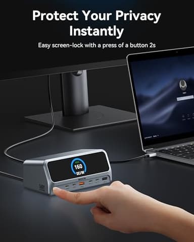 MOKiN Docking Station,13 in 1 USB C Laptop Charging Station with 2.26" LCD Smart Display,Dual HDMI Display,10Gbps USB A/C Ports,Gigabit Ethernet,160W Max Output for Dell,HP,Lenovo and More - Image 8