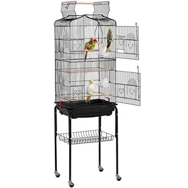 Yaheetech 64-inch Play Open Top Medium Small Bird Cage with Detachable Rolling Stand for Parrot Lovebirds Finches Canaries Parakeets Cockatiels Budgie Parrotlet Conures - Image 1