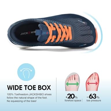 JACKSHIBO Wide Toe Box Shoes for Men Arch Support Shoes Wide Width Sneakers for Running Walking Athletic Tennis Orthopedic Plantar Fasciitis Workout Flux Footwear with Thick Cushioned Zero Drop Sole - Image 2