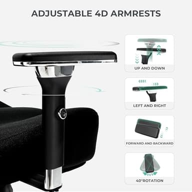 Big and Tall Office Chair 500lbs, Ergonomic Oversize Mesh Desk Chair, Heavy Duty High Back Computer Chair with Wide Thick Seat Cushion, Adjustable Lumbar Support, 4D Armrests - Image 7