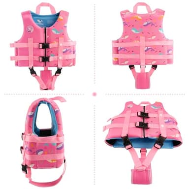 Pottwal Swim Vest for Kids - Swim Jacket for 1-3 Years (17.5-39.5LBS) - Buoyancy Aid Made of Neoprene & EPE - with Adjustable Crotch Strap - Light Pink - Image 2