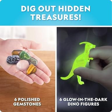 Blue Marble Easter Eggscavation Dig Kit - 12 Easter Egg Dig Bricks with Real Gemstones & Glow in The Dark Dinosaur Figures, Includes Dig Tools, Egg Hunt or Dig Party Activity, Easter Basket Stuffers - Image 5