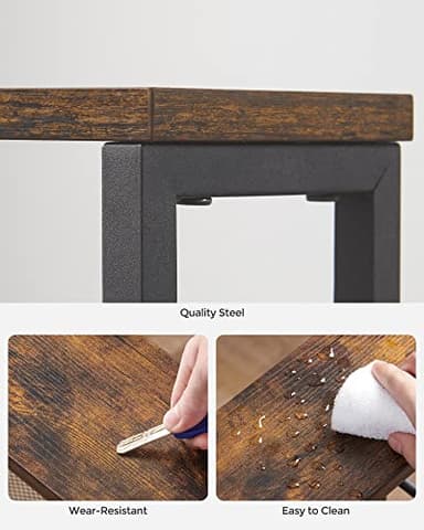 VASAGLE Slim Rolling Cart, 4-Tier Narrow Storage Cart with Handle, 5.1 Inches Deep, Metal Frame, for Kitchen, Dining Room, Living Room, Home Office, Rustic Brown and Classic Black ULRC032B01V1 - Image 8