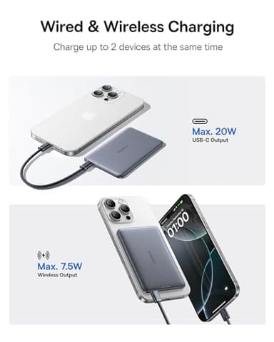 Baseus Picogo Power Bank, 0.3" Ultra Slim 5000mAh MagSafe Portable Charger, Card-Size Magnetic Battery Pack with USB-C Braided Cable, Alloy Wireless Charger for iPhone 17 Pro Max/17 Air/16/15/14/13/12 - Image 5