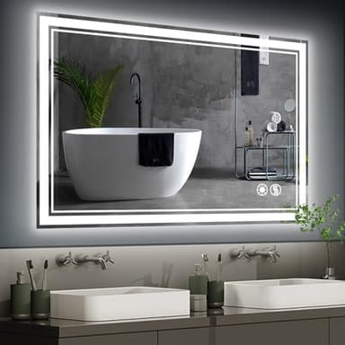 40“ x 32” Bathroom Mirror with Lights LED Mirror for Bathroom Anti-Fog Dimmable 3 Colors Memory Function Vanity Smart Mirror Home Decor Wall Mounted Horizontal/Vertical - Image 1