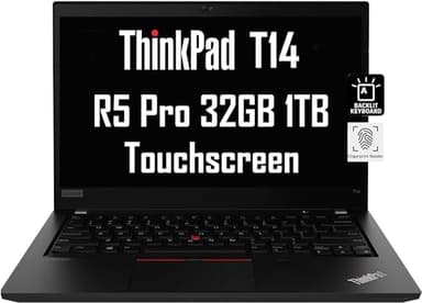 Lenovo ThinkPad T14 Business Laptop (14'' FHD Touchscreen, 32GB RAM, 1TB SSD, AMD 6-Core Ryzen 5 Pro 5650U (Beat i7-1165G7)), Backlit Keyboard, Fingerprint, RJ-45, Win 11 Pro, Black (Renewed) - Image 1
