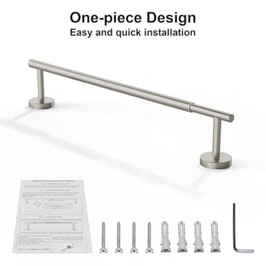 Round Bathroom Towel Bar, Stainless Steel Towel Holder Towel Rack for Bathroom Wall Mounted Towel Rod Heavy Duty Hand Towel Holder Organizer Modern Home Decor,Nickel - Image 7