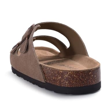 KIDMI Women's Genuine Suede Sandals Cork Footbed Summer Adjustable Slide Sandals Mocha 39 (size 8-8.5) - Image 3