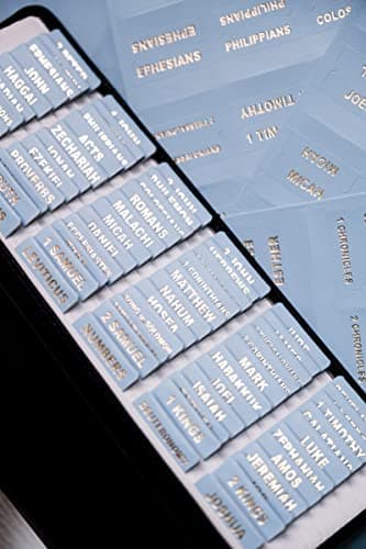UPAFEXXI-Leather Bible Tabs, Bible Tabs for Women and Men(Gold Foil Lettering) Large Print Stickers, Easy to Read and Apply, 80 Chapters Labels for Easy Navigation(Sky Blue) - Image 1