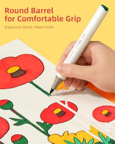 Simetufy 36 Colors Alcohol Markers Brush and Chisel Dual Tip, Coloring Alcohol Markers Set for Coloring Books Drawing Supplies, Basic Bright Colors - Image 4