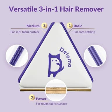 DELOMO Pet Hair Removal Tool：3 in 1 Cat and Dog Hair Remover - Carpet Rake for Multi-Surface - Reusable Pet Hair Remover for Couch, Furniture,Clothes,Car Mats,Pet Bed - Image 3